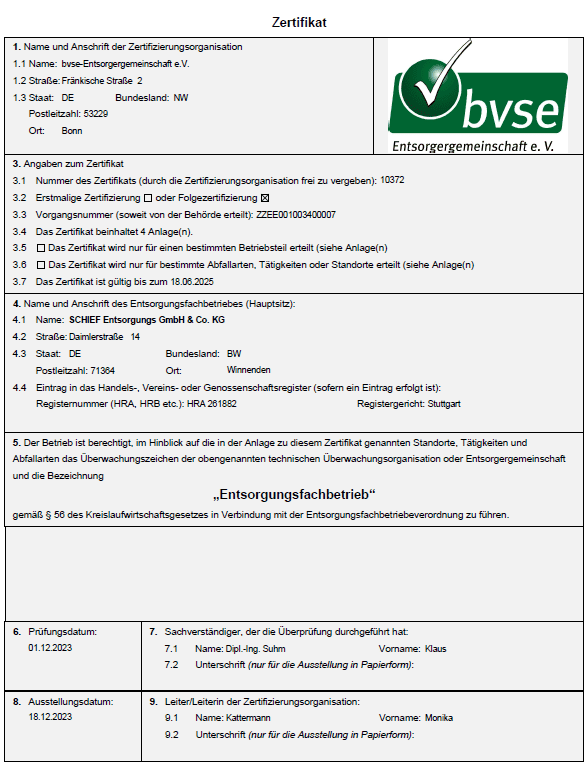 Entsorgerfachbetrieb 1996